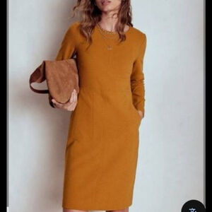 Boden Cornelia Ottoman Shift Dress - Toffee Brown - Size 12 - Old Money